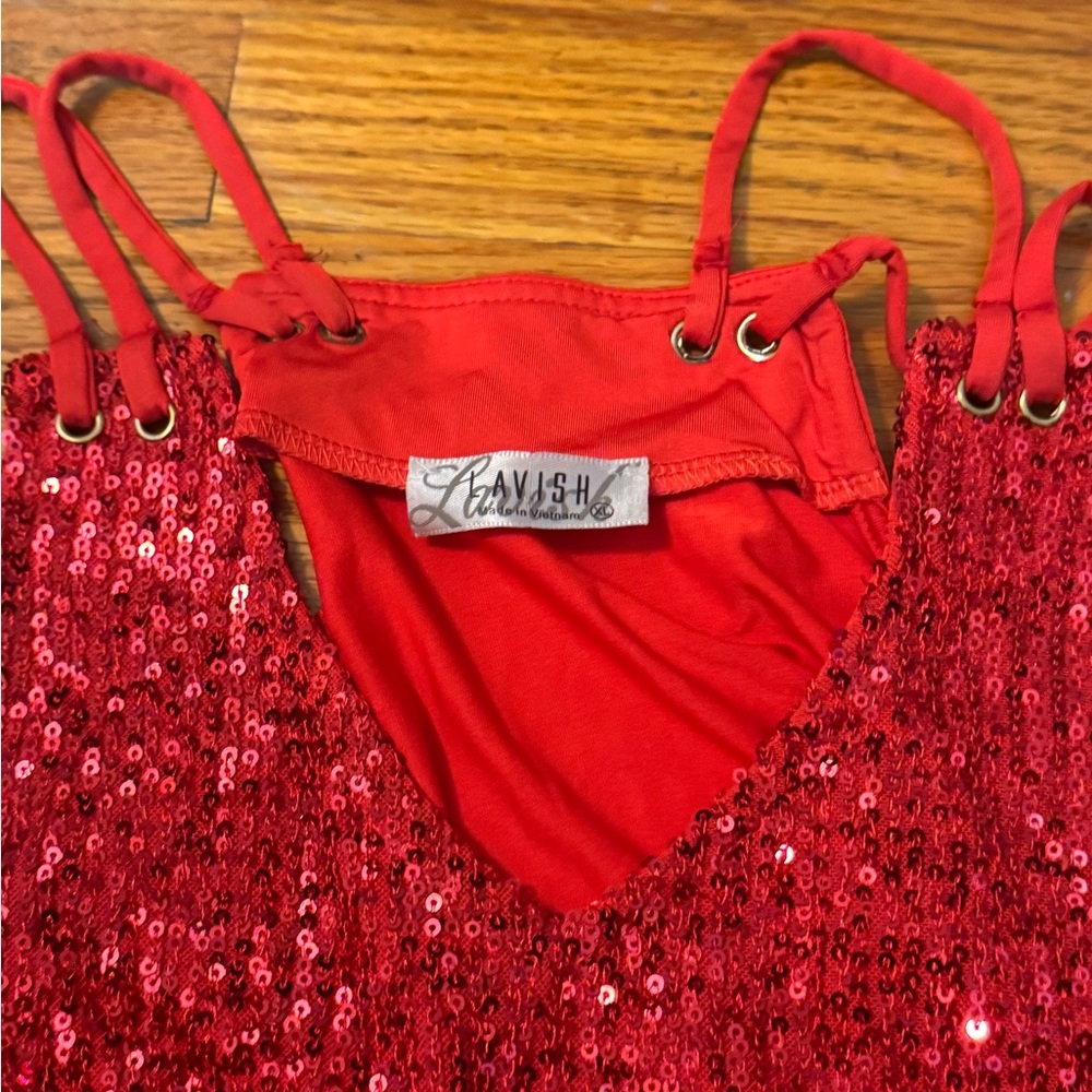 Lavish  Red Sequin Top